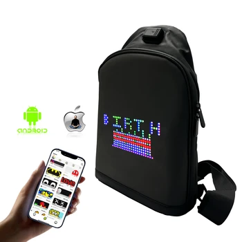 Прашка чанта с LED дисплей Светещо превъртане Реклама Унисекс спортни чанти за рамо APP програмируеми LED чанти