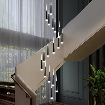 Стълбищен полилей доведе тавански полилей Nordic модерно творческо интериорно осветление еднофамилна вила полилей