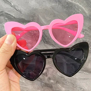 Детски слънчеви очила във формата на сърце 2022 Летни детски слънчеви очила Сладка любов сърце Слънчеви сенници Очила за 3-9 години Момчета Момичета
