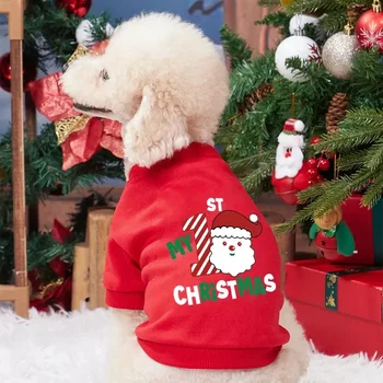 Топло куче кученце средни дрехи качулки Ropa Коледа домашен любимец Коледа 1-ви елен за булдог печат Perro s зима френски