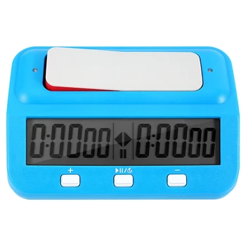 Шах Основен цифров шахматен часовник и таймер за игра, точен цифров преносим часовник, цифров часовник таймер (син)