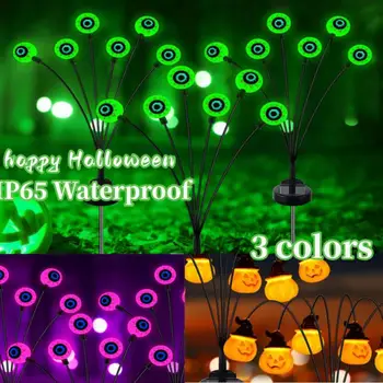 Хелоуин очни ябълки слънчеви LED светлини на открито водоустойчив ужас призрак око лампа за градина Хелоуин парти празнична украса