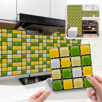 водоустойчив творчески 3d плочки стикери симулация цвят плочки декорация DIY етаж равнина кухня баня стена стикери стая декор