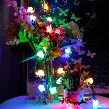 1.5/3M 10/20leds роза цвете LED фея низ светлини батерии захранва сватба Свети Валентин събитие парти Венец декор лампа