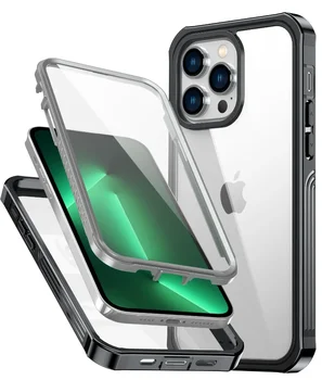 Прозрачен водоустойчив калъф за iPhone 14 13 12 11 Pro Max XS XR 8 7 Plus Анти-падане удароустойчив защитен капак екран протектор