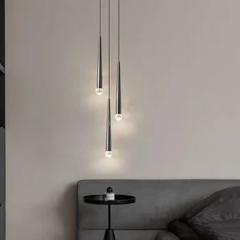 Модерен минималистичен творчески коничен кристален полилей Вила спалня Проучване трапезария злато черно декоративни LED висулка лампа
