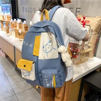 Голям капацитет водоустойчив найлон рамо училище чанта японски жени раница Kawaii пачуърк женски Preppy Mochila Bolsa Рюкзак