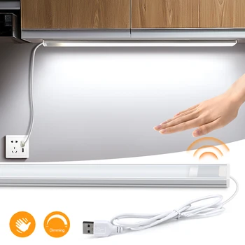 5V USB LED нощна светлина прониква IC сензор за ръчно почистване шкаф гардероб килер лампа димер 30/40/50cm кухненски шкаф осветление
