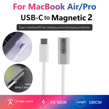 Най-новият USB C към магнитен 1 2 кабелен кабелен адаптер за MacBook Air Pro конвертор за зареждане PD адаптер за Apple Magsafe 1 Magsafe 2