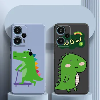 Сладък крокодил дизайн течен силиконов телефон случай за Xiaomi Redmi бележка 8 9 10 11 11T 12 Pro плюс 11S 12S 4G 8T 9S 10S турбо