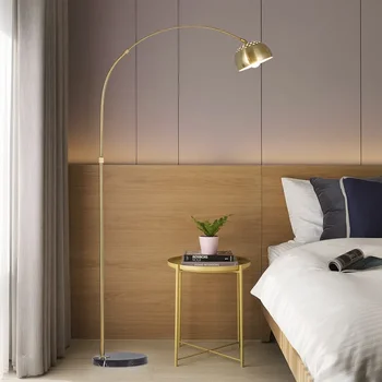 Модерна галванопластика Регулируем риболовен прът мрамор база етаж лампа хол спалня дистанционно управление декоративна LED светлина