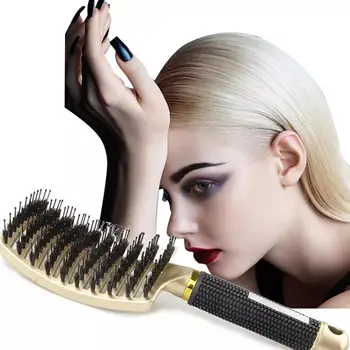 Жените коса скалпа масаж гребен четина найлон четка за коса мокра къдрава detangle четка за коса за салон бръснар фризьорски стайлинг T Z1L7