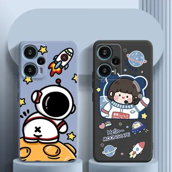 Цветен астронавт течен силиконов калъф за телефон за Xiaomi Redmi Note 8 9 10 11 11T 12 Pro Plus 11S 12S 4G 8T 9S 10S Turbo
