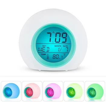 Събуждане будилник популярен творчески дизайн цветни LED светлини стилен детски будилник кръг будилник Led светлини