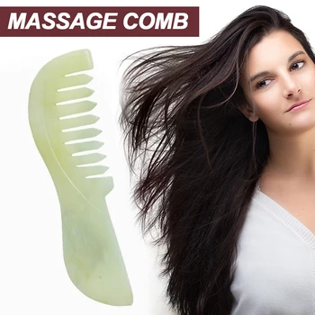 Jade скалп масажор коса предотвратяване загуба гребен здраве ретро голям зъб нефрит гребен