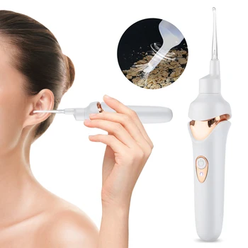 Безжичен електрически ухо Pick Cleaner Tool Ear Wax Remover Safe Vacuum Spiral Ear Cleaning Device Recharge Health Care 4 Съвети
