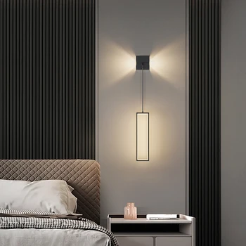  Модерна LED висяща лампа за спалня до леглото хол хотел коридор коридор вътрешен декор черно злато квадратен дизайн стена светлина
