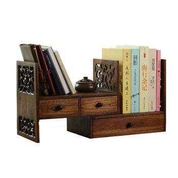 Малка лавица за книги масивна дървесина десктоп рафт бюро библиотека съхранение комбо рафт дървени реколта