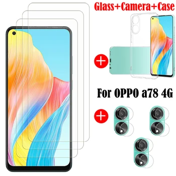 За OPPO A78 4G стъкло OPPO A78 4G закалено стъкло пълно лепило капак екран протектор за OPPO A78 4G камера филм