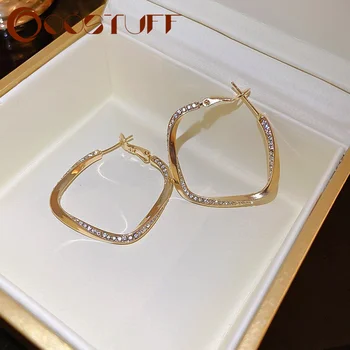 Минималистични обеци с обръч от метално злато 2023 Мода Корейски бижута за жена Сватбено парти Странни неща Обеци за момичета