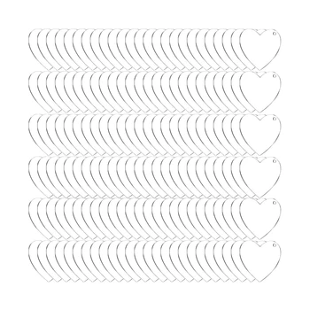 150 бр. сърце форма акрилни ключодържател заготовки 2 инча ясно акрилни дискове орнаменти прозрачни за DIY ключодържател занаяти
