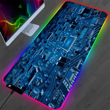 RGB Светеща подложка за мишка Голяма гейминг гейминг настолна подложка Компютърна тетрадка за зареждане Симфонична маса Мат Голяма водоустойчива подложка за мишка