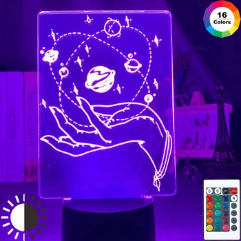 Girls Night Light Planet In Hand 7 цвята Промяна на USB захранвана с батерии нощна светлина за декорация на дома Нощна лампа
