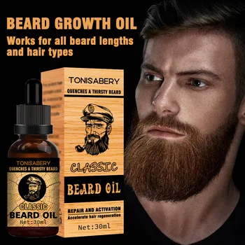 Етерично масло за растеж на брадата Натурално ефективно сгъстяване Повече подхранващо масло за растеж на брадата за мъже Грижа за брадата Продукти за растеж на косата