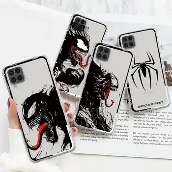 Spiderman Venom Black Spider калъф за телефон за Samsung A52 4G A33 A24 A50 A53 A13 A32 A72 5G A03 A14 Мек силиконов транспарен капак