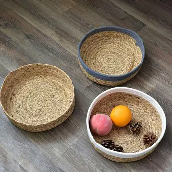 Ръчно изработени кошници за съхранение от ратан Предмети за бита Закуски Плодови отпадъци Пране Довършителни Върба кошница за съхранение Домашен декор