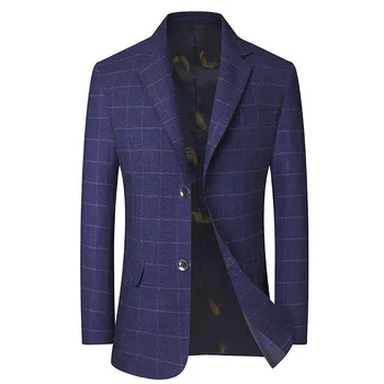 2023 Пролет Нов мъжки случаен единичен костюм Палто Корейски младежки бизнес Casual Plaid Slim Fit Suit