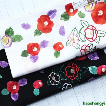 Японски бродирани дамски носни кърпички, чист памучен розов лист меки бродирани розови кърпички
