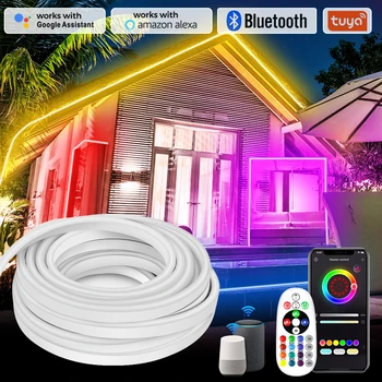 водоустойчив WiFi RGB неонова светлина Led 220V 750W 1500W EU Plug 5M 20M 50M 100M LED ленти 5050 вътрешен външен Bluetooth дистанционно
