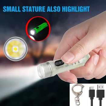 Мини ключодържател Преносимо фенерче Магнитна външна къмпинг светлина USB зареждане фенерче Висока мощност къмпинг далечни разстояния фенер
