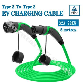 EV автомобилен кабел тип 2 към тип 2 конектор трифазен за аксесоари за електрически автомобили 5M EVSE кабел за зареждане