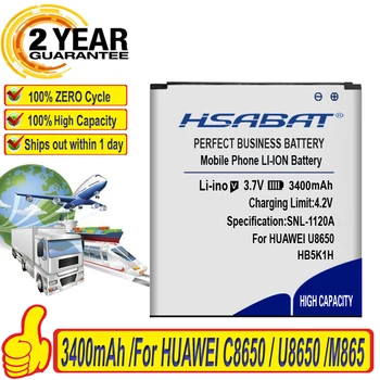 HSABAT 3400mAh HB5K1H Батерия за HUAWEI C8650 / U8650 /M865 /U8652 /U8651 Призма