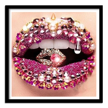 Glitter секси устни 5d диамант живопис бродерия изкуство диамант мозайка кръстат бод комплект живопис по номера DIY комплект за възрастни