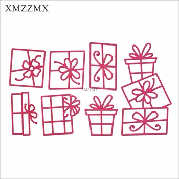 XMZZMX Коледни кутии Метални режещи щанци за изработка на карти Щамповане на хартия Щанцови разфасовки Комплекти Албумни занаяти Шаблони Шаблони