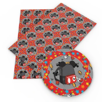 Disney 20 * 33 см Мики Мини Маус отпечатан синтетичен кожен плат за чанти за обеци Bow DIY занаятчийски листове от изкуствена кожа, 1Yc21789