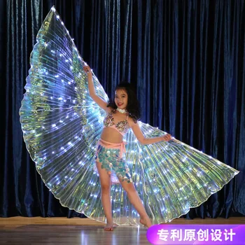 Възрастен LED танц крила пеперуда светят парти Хелоуин цвят флуоресцентни крила Коледа корема танц крила Възрастен LED танц крила