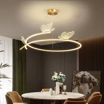 Simple модерна мода Lliving стая трапезария полилей пеперуда творческа декорация спалня LED линия кръгла светлина