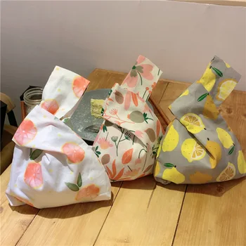Японски възел китката чанта жените дръжка чанта преносими прости сладки портмонета чанти меки еко пазарска чанта телефон ключ торбичка за момичета