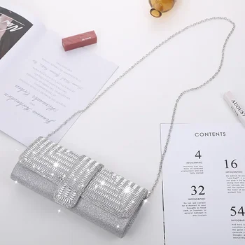 2023 Нова мода елегантна чанта за вечеря лъскави диаманти дизайн верига презрамка рамо чанта подмишници чанта за вечеря