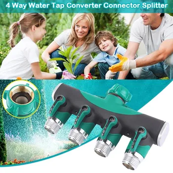 Connector 4 маркуч начин сплитер вода конвертор сплитер за градина вътрешен двор & градина малко дете подложка