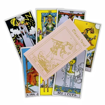 Розова класика на ездача Таро карти Нова палуба с хартиена книга Oracle English Divination Edition Borad Играя игри