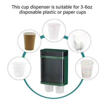 Диспенсър за съхранение на чаши за стена се побира 3-6oz чаши издърпване тип единична / двойна тръба с висок капацитет пластмаса за спалня кухня баня