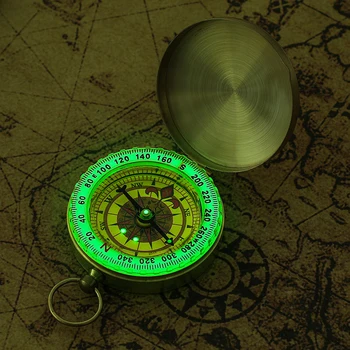 Мини преносим меден навигационен компас Водоустойчив алпинизъм Къмпинг туризъм Светлинен ретро флип компас за туризъм на открито