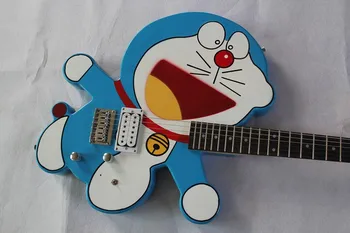 Висококачествена персонализирана синя 6-струнна електрическа китара с бяла точкова инкрустация, прекрасна електрическа китара за котка