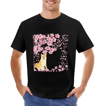 Shiba inu под тениска Sakura V.2 потни ризи смешни тениски мъжки графични тениски хип-хоп