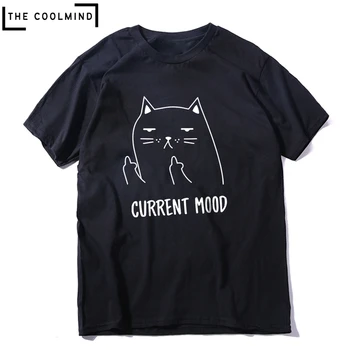 100% памук къс ръкав смешно мъже тениска случайни котка печат смешно унисекс тениска Cool котка печат тениска мъже Tees C101A011 CA-A29